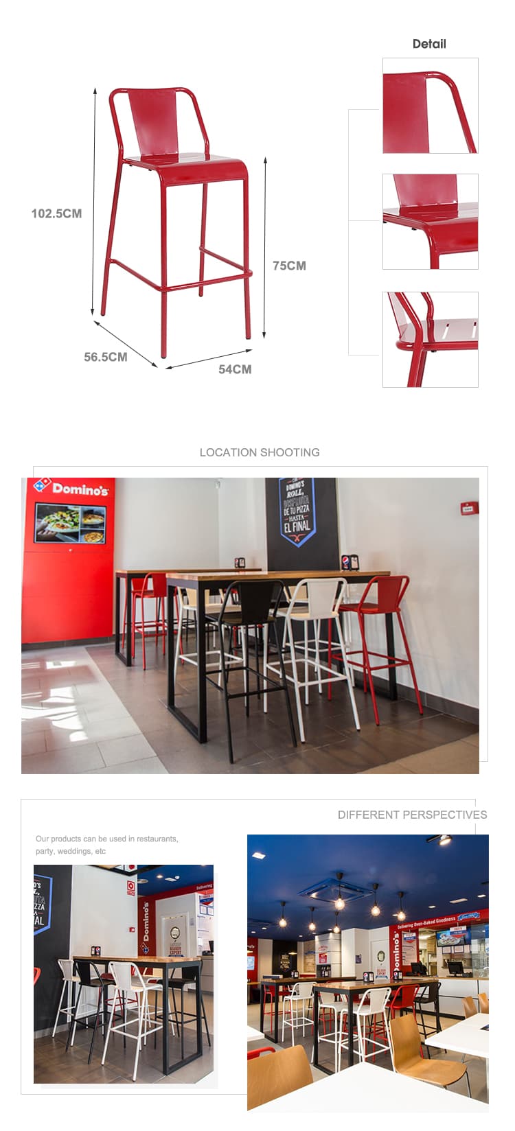 Industrial Restaurant Bistro Dinning Room Nordic Stackable Chair 796S-H45-ALU (2)