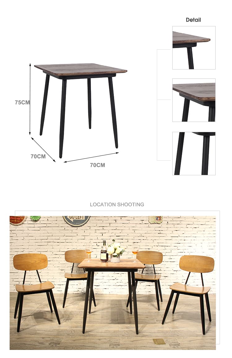 Industrial Bar Restaurant Cafe Furniture Table 658DT-STW-SQ70&658BT-STW-RE13060